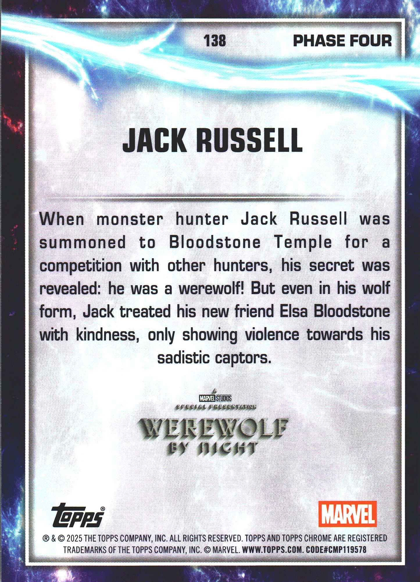 2025 Topps Chrome Marvel Studios Prism Refractor Jack Russell #138 Werewolf