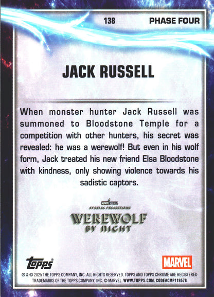 2025 Topps Chrome Marvel Studios Prism Refractor Jack Russell #138 Werewolf