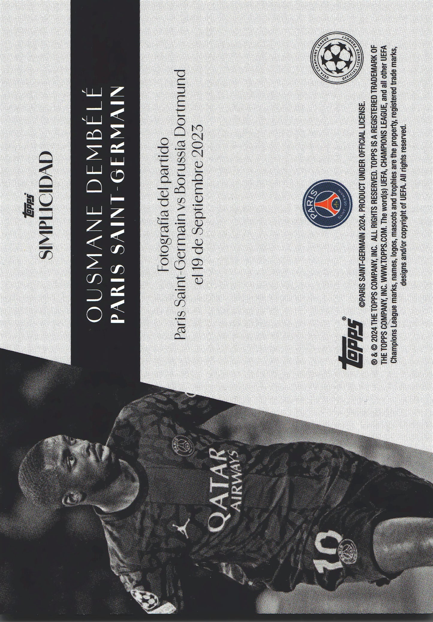 2023 Topps Simplicidad UCC Ousmane Dembele Paris Saint-Germain