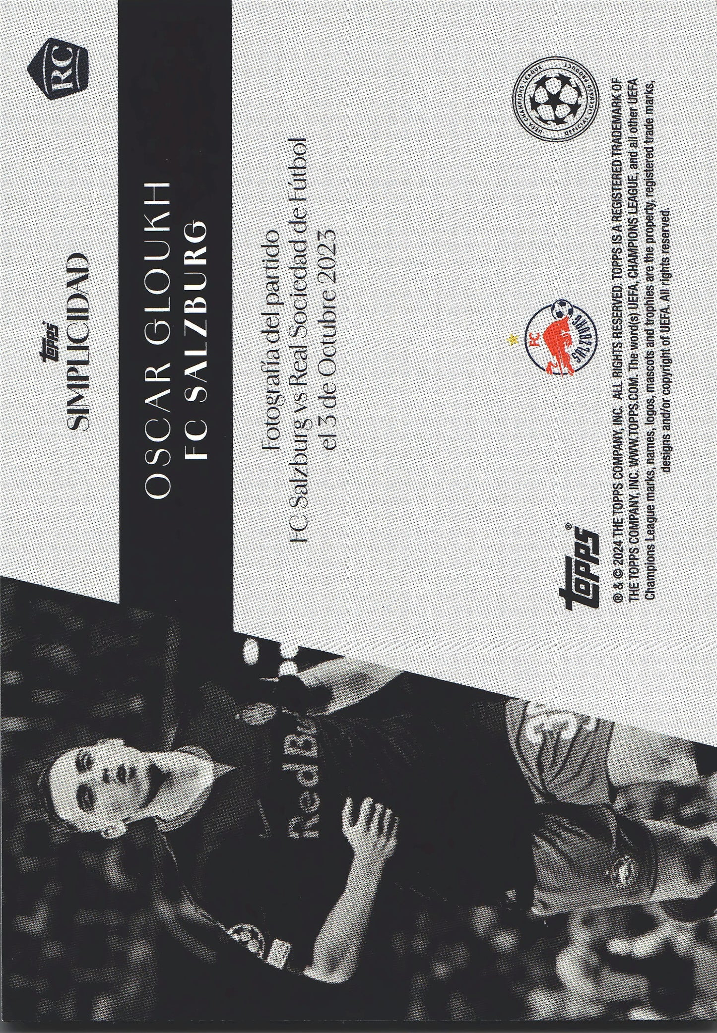 2023 Topps Simplicidad UCC Oscar Gloukh RC Salzburg
