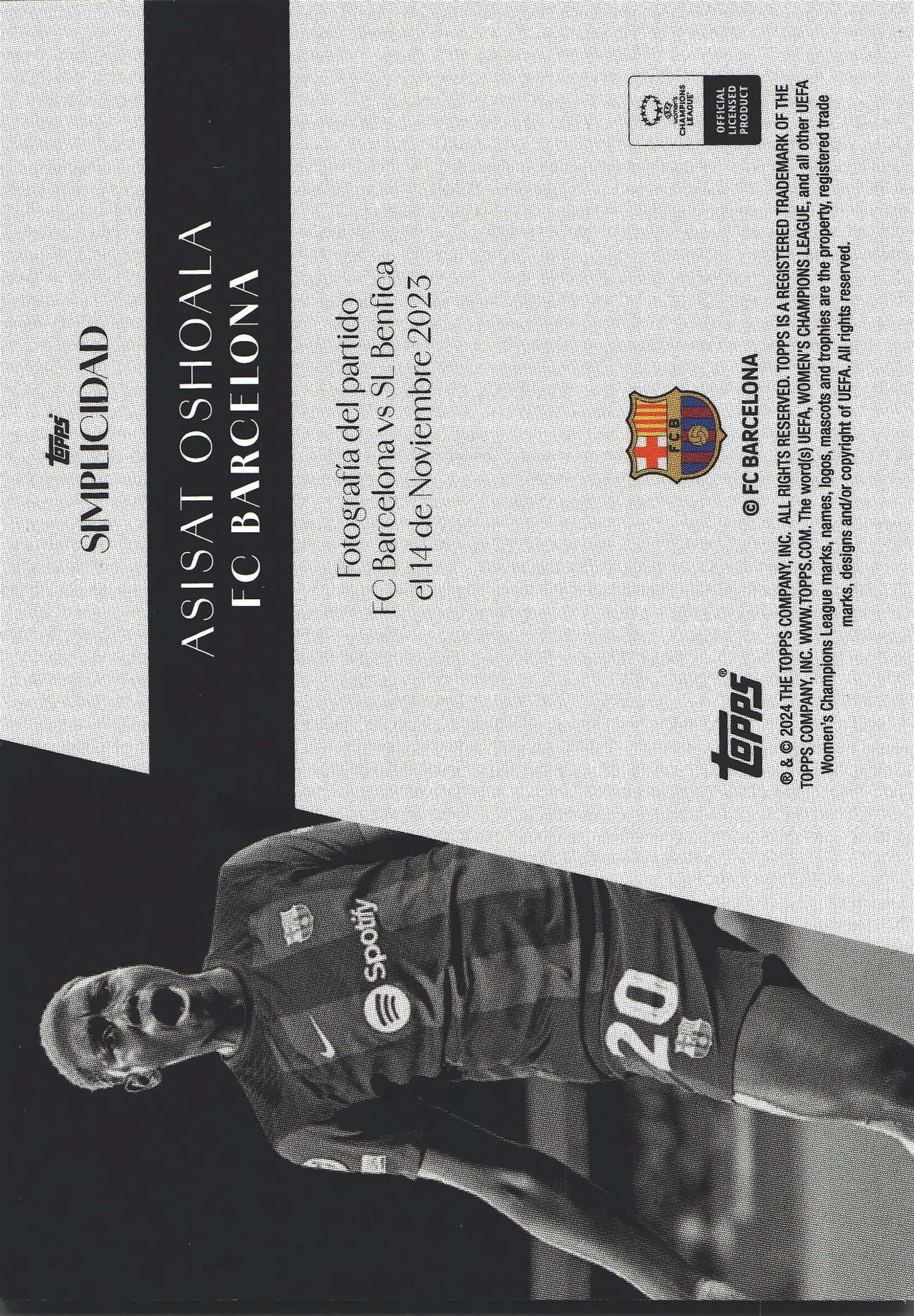 2023 Topps Simplicidad UCC Asisat Oshoala FC Barcelona Femeni