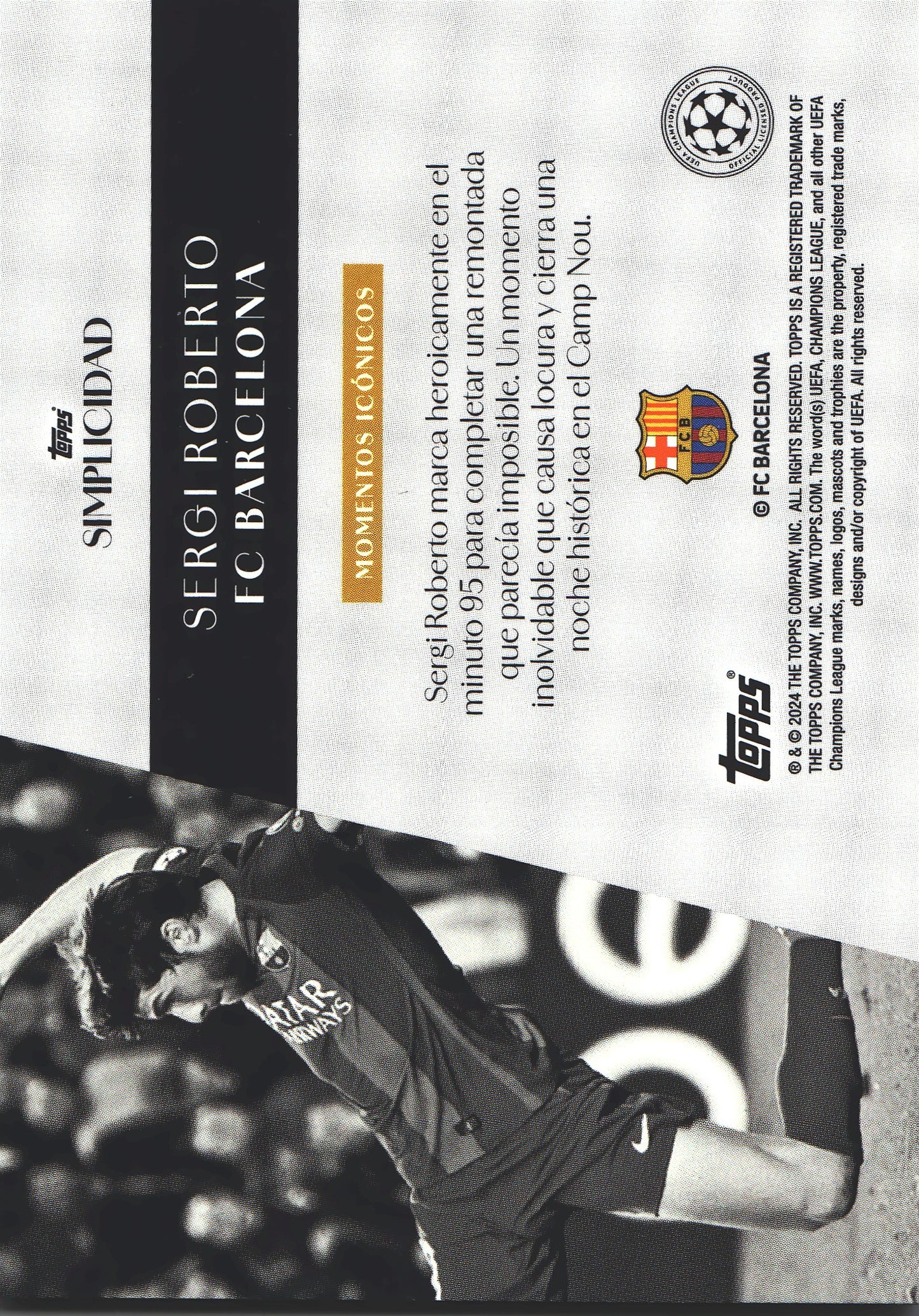 2023 Topps Simplicidad UCC Sergi Roberto FC Barcelona