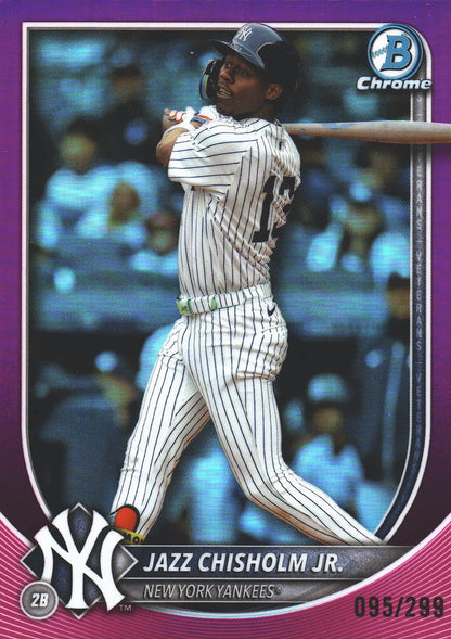 2025 Topps Bowman Chrome Jazz Chisholm Jr Fuchsia /299 #34 New York Yankees