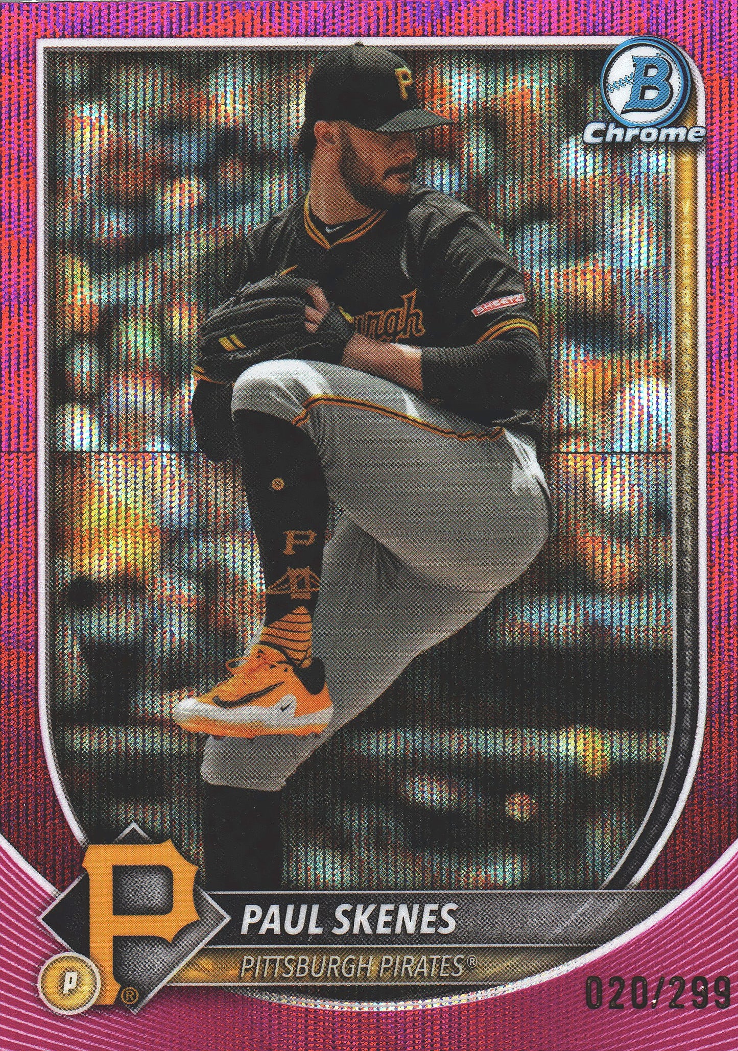 2025 Topps Bowman Chrome Paul Skenes Fuchsia Wave /299 #30 Pittsburgh Pirates