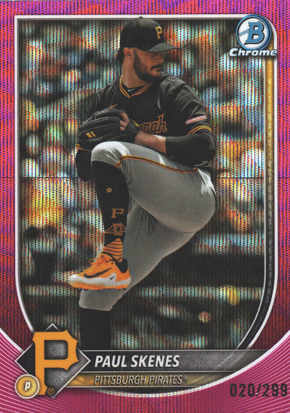 2025 Topps Bowman Chrome Paul Skenes Fuchsia Wave /299 #30 Pittsburgh Pirates