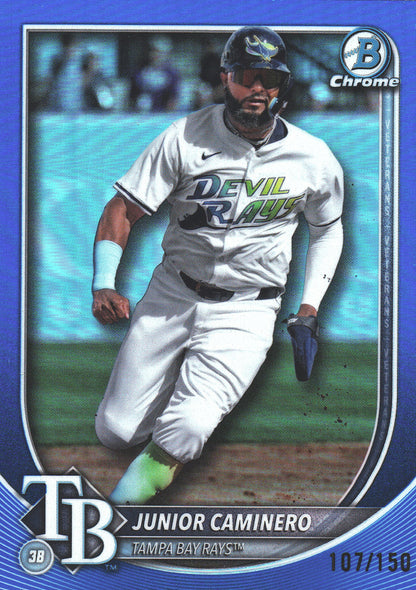 2025 Topps Bowman Chrome Junior Caminero Blue /150 #80 Tampa Bay Rays