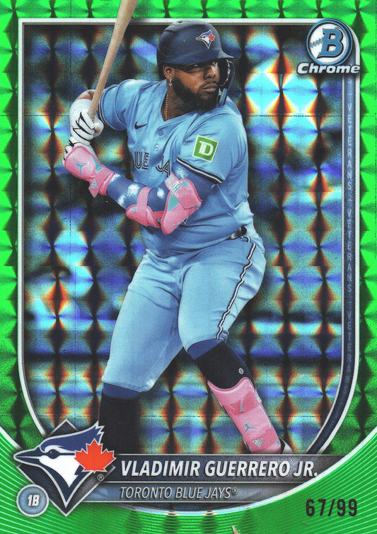 2025 Topps Bowman Chrome Vladimir Guerrero Jr Green Geometric /99 #74 Toronto Blue Jays