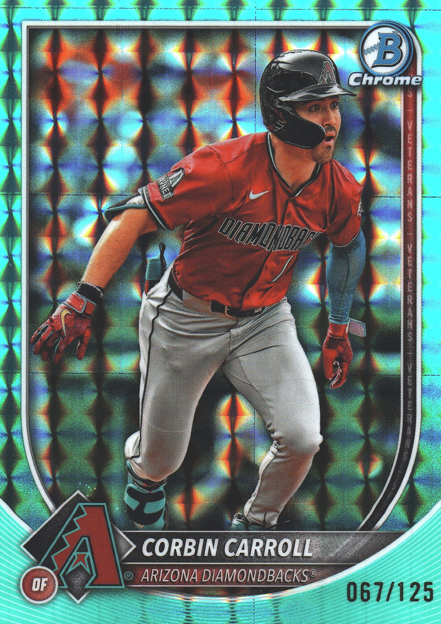2025 Topps Bowman Chrome Corbin Carroll Aqua Geometric /125 #85 Arizona Diamondbacks