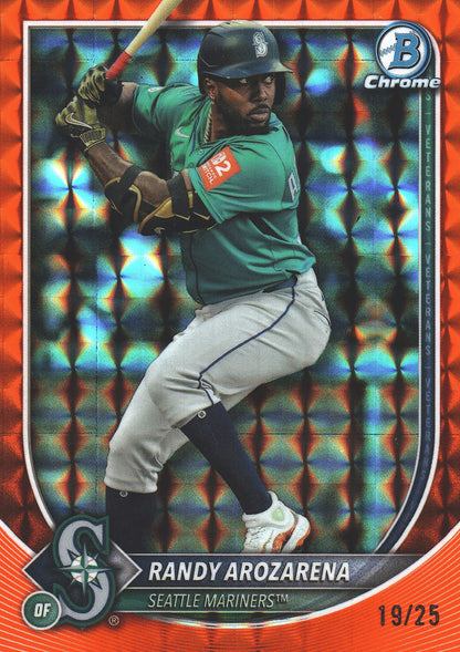 2025 Topps Bowman Chrome Randy Arozarena Orange Geometric /25 #35 Seattle Mariners