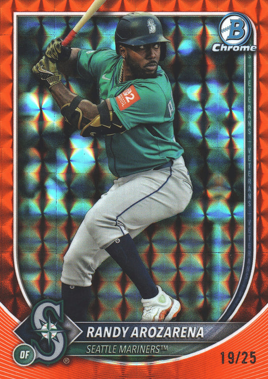 2025 Topps Bowman Chrome Randy Arozarena Orange Geometric /25 #35 Seattle Mariners