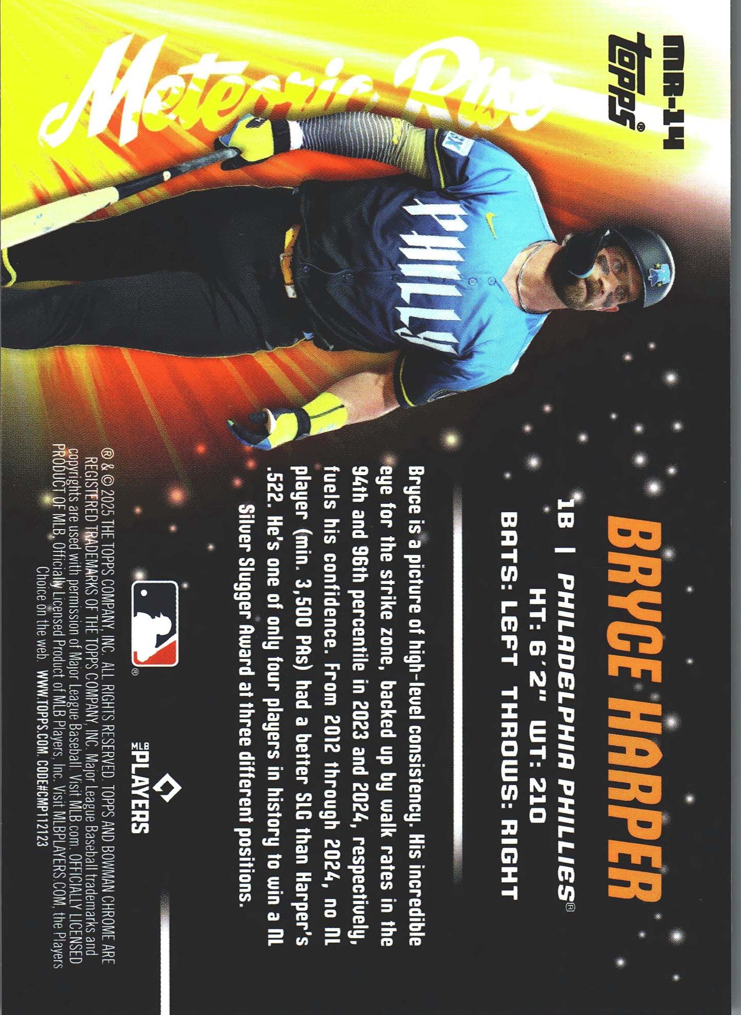 2025 Topps Bowman Chrome Bryce Harper Meteoric Rise /150 #MR-14 Philadelphia Phillies