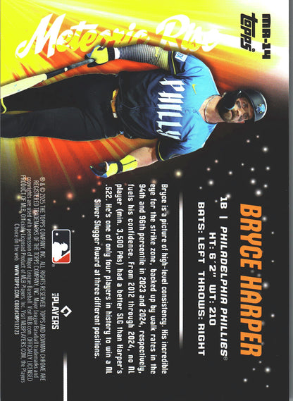 2025 Topps Bowman Chrome Bryce Harper Meteoric Rise /150 #MR-14 Philadelphia Phillies