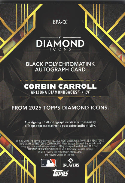 2025 Topps Diamond Icons Corbin Carroll Black PolychromatINK auto /5 #BPA-CC Arizona Diamondbacks