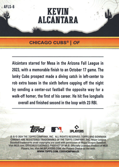 2024 Topps Bowman Chrome AFL Fall Stars Kevin Alcantara #AFLS-6 Chicago Cubs