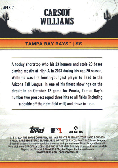 2024 Topps Bowman Chrome AFL Fall Stars Carson Williams #AFLS-7 Tampa Bay Rays