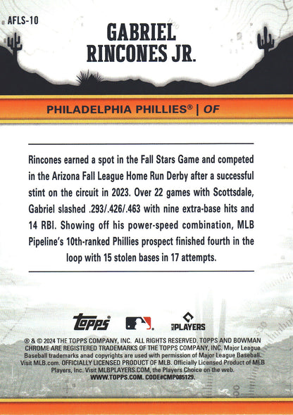 2024 Topps Bowman Chrome AFL Fall Stars Gabriel Rincones Jr #AFLS-10 Philadelphia Phillies