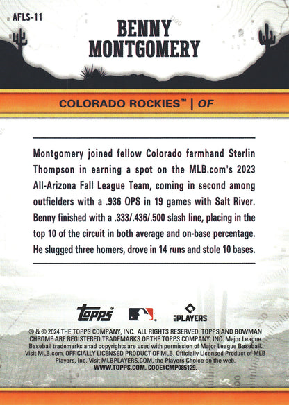 2024 Topps Bowman Chrome AFL Fall Stars Benny Montgomery #AFLS-11 Colorado Rockies