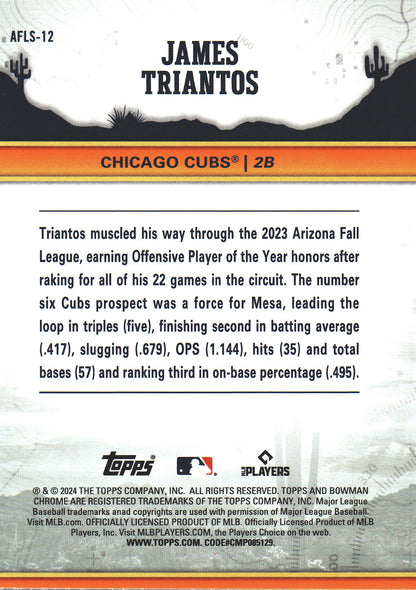 2024 Topps Bowman Chrome AFL Fall Stars James Triantos #AFLS-12 Chicago Cubs