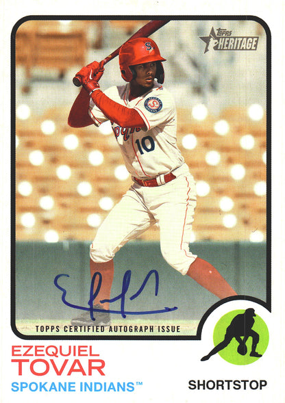 2022 Topps Heritage Ezequiel Tovar RC Autograph #ROA-ET Spokane Indians (MiLB)