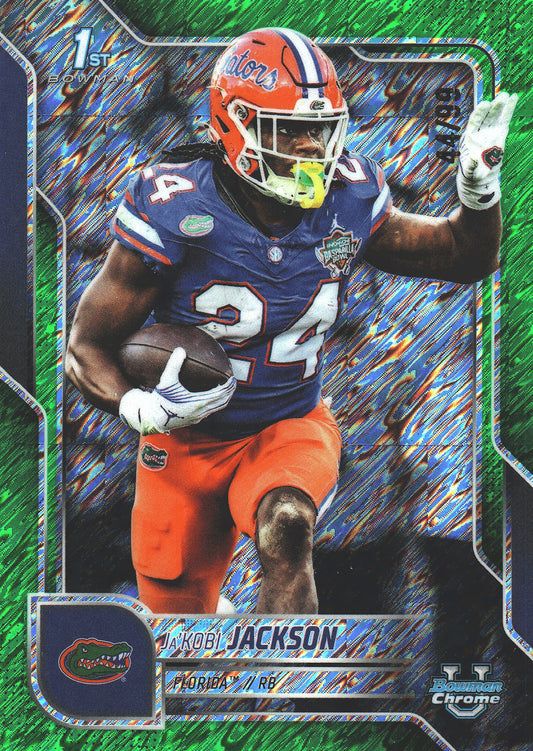 2025 Topps Bowman University Ja'kobi Jackson Green Shimmer /99 #163 Florida Gators (NCAA)