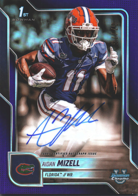 2025 Topps Bowman University Aidan Mizell Purple /75 Autograph On Card #BCA-AM Florida Gators (NCAA)