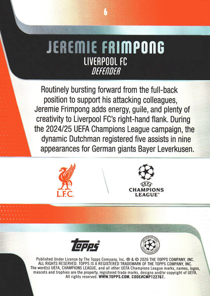 2025 Topps UCC Jeremie Frimpong #6 Liverpool