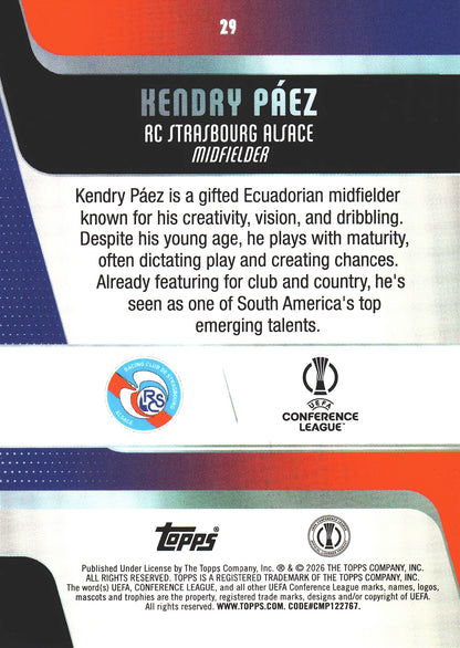 2025 Topps UCC Kendry Paez RC #29 RC Strasbourg