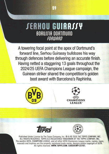 2025 Topps UCC Serhou Guirassy #59 Borussia Dortmund