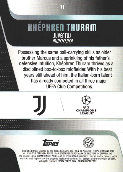 2025 Topps UCC Khephren Thuram #71 Juventus