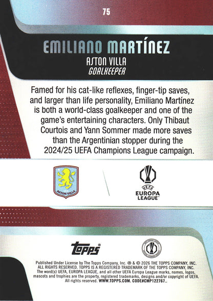 2025 Topps UCC Emiliano Martinez #75 Aston Villa