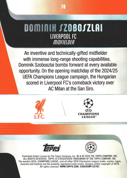 2025 Topps UCC Dominik Szoboszlai #78 Liverpool