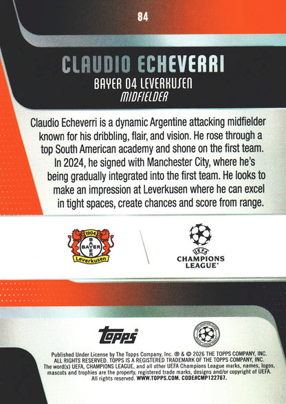 2025 Topps UCC Claudio Echeverri RC #84 Bayer Leverkusen