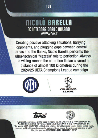 2025 Topps UCC Nicolo Barella #108 Inter Milan