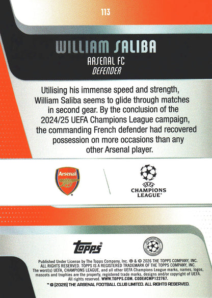 2025 Topps UCC William Saliba #113 Arsenal