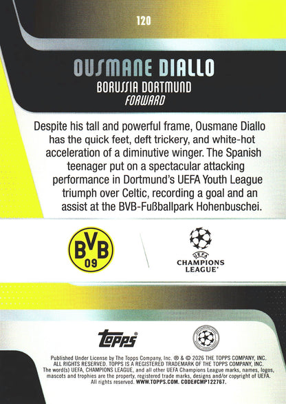 2025 Topps UCC Ousmane Diallo RC #120 Borussia Dortmund