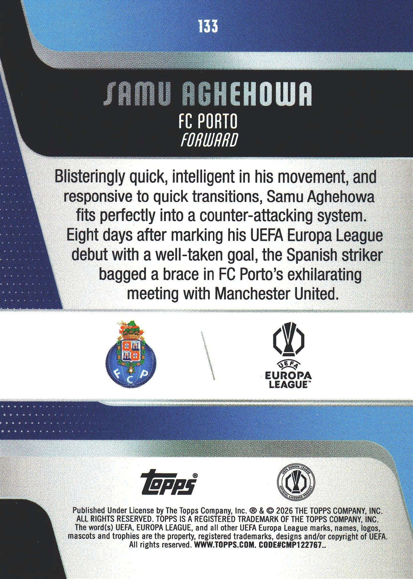 2025 Topps UCC Samu Aghehowa #133 FC Porto