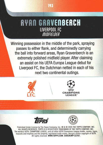 2025 Topps UCC Ryan Gravenberch #193 Liverpool