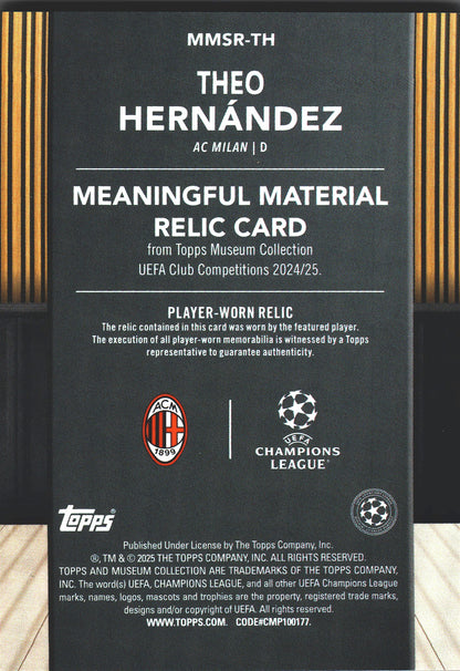 2024 Topps Museum Theo Hernandez Relic /299 #MMSR-TH AC Milan