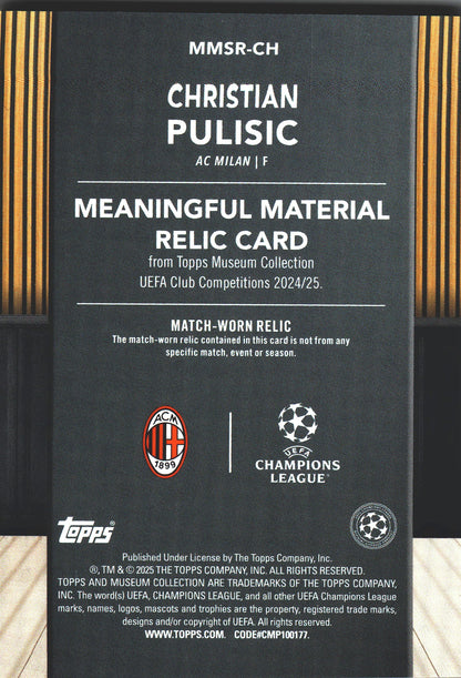 2024 Topps Museum Christian Pulisic Relic /150 #MMSR-CH AC Milan