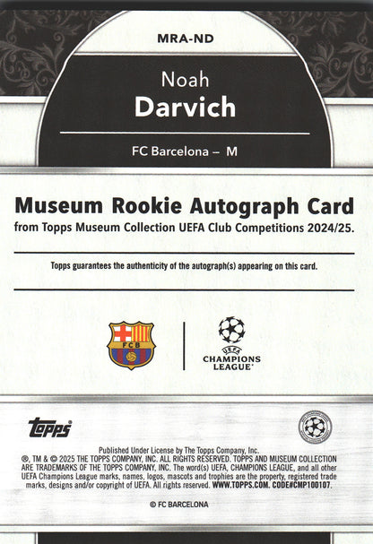 2024 Topps Museum Noah Darvich Auto /299 #MRA-ND FC Barcelona