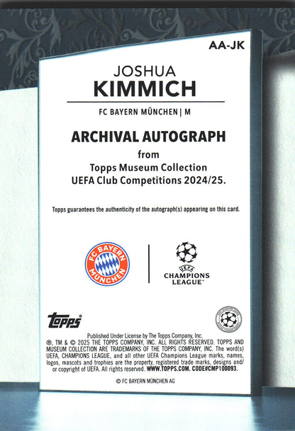 2024 Topps Museum Joshua Kimmich Auto /75 #AA-JK Bayern Munich
