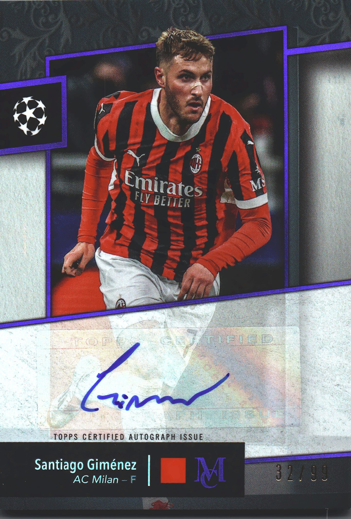 2024 Topps Museum Santiago Gimenez Auto /99 #AA-GZ AC Milan