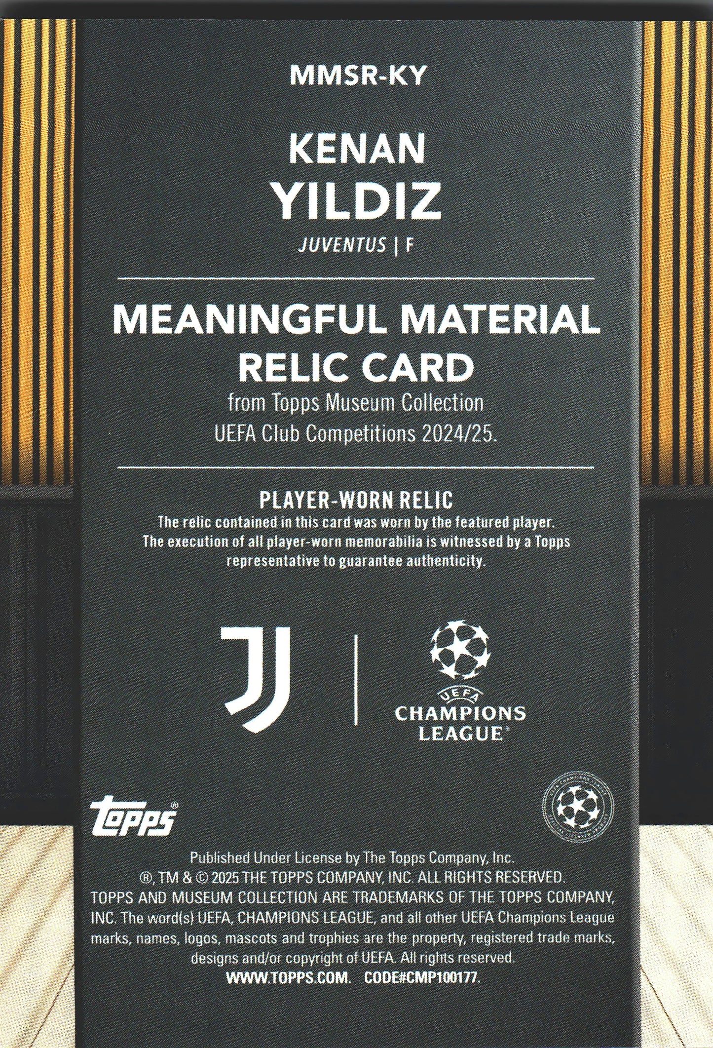 2024 Topps Museum Kenan Yildiz Relic /199 #MMSR-KY Juventus