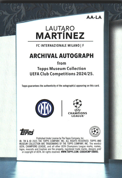 2024 Topps Museum Lautaro Martinez Auto /25 #AA-LA Inter Milan