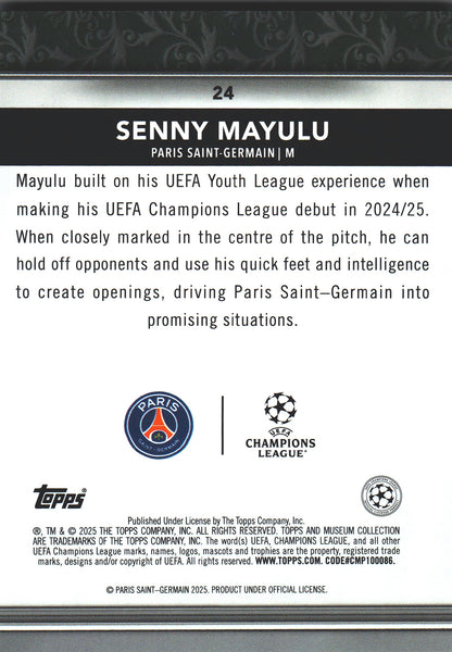 2024 Topps Museum Senny Mayulu /75 #24 Paris Saint-Germain