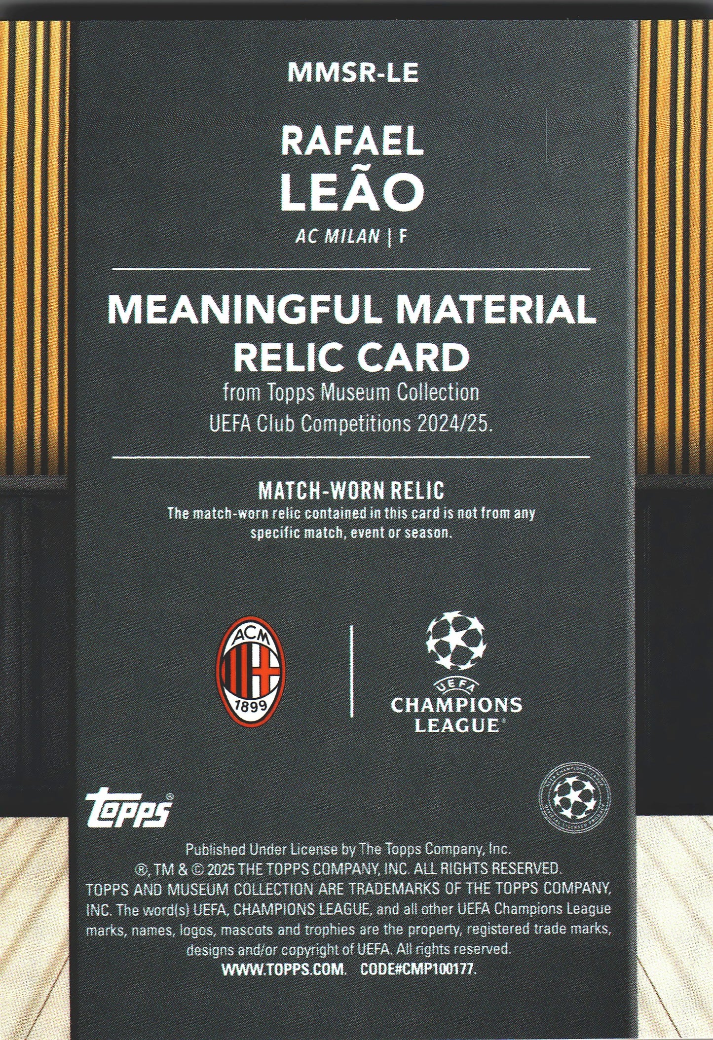 2024 Topps Museum Rafael Leão Relic /199 #MMSR-LE AC Milan