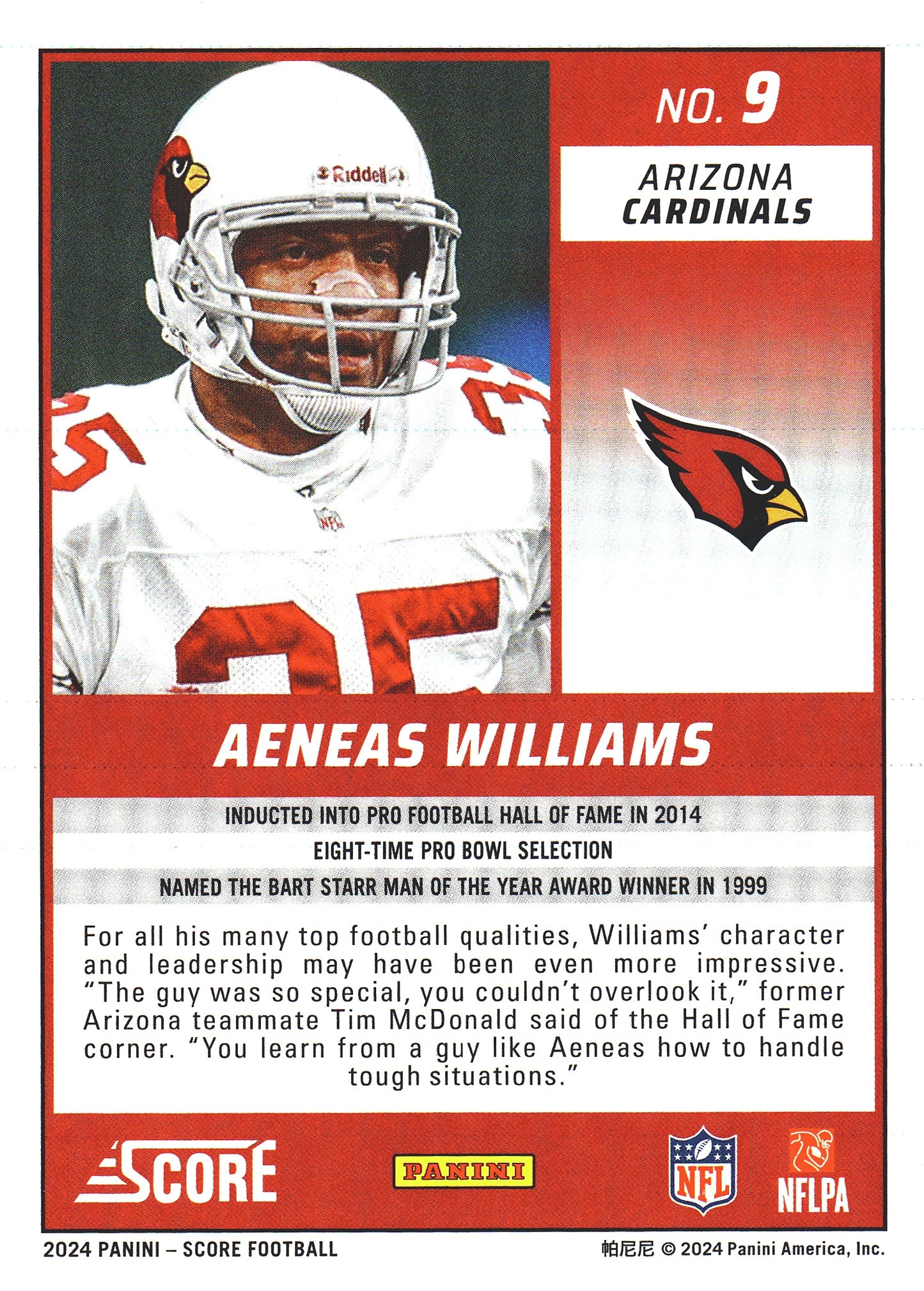 2024 Panini Score Aeneas Williams #9 Arizona Cardinals