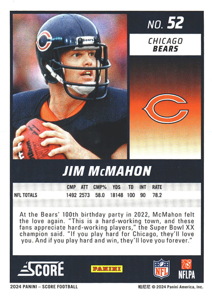 2024 Panini Score Jim McMahon #52 Chicago Bears