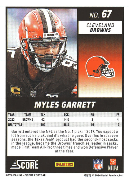 2024 Panini Score Myles Garrett #67 Cleveland Browns