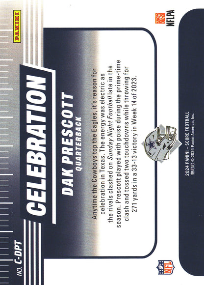 2024 Panini Score Dak Prescott Celebration #C-DPT Dallas Cowboys